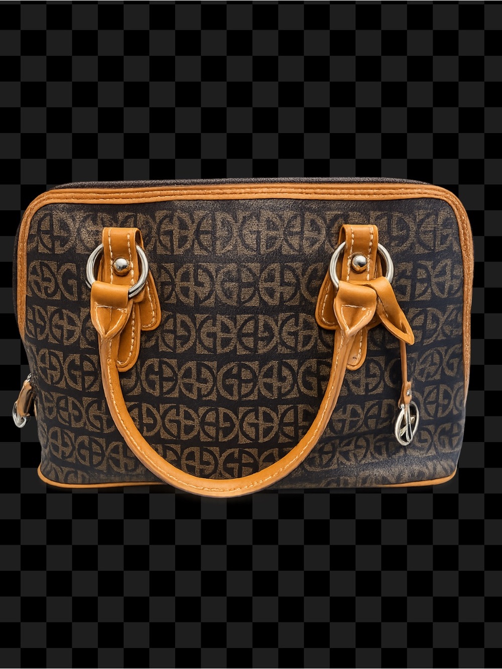 Giani Bernini Brown Monogram Satchel with Tan Trim - Picture 2 of 10